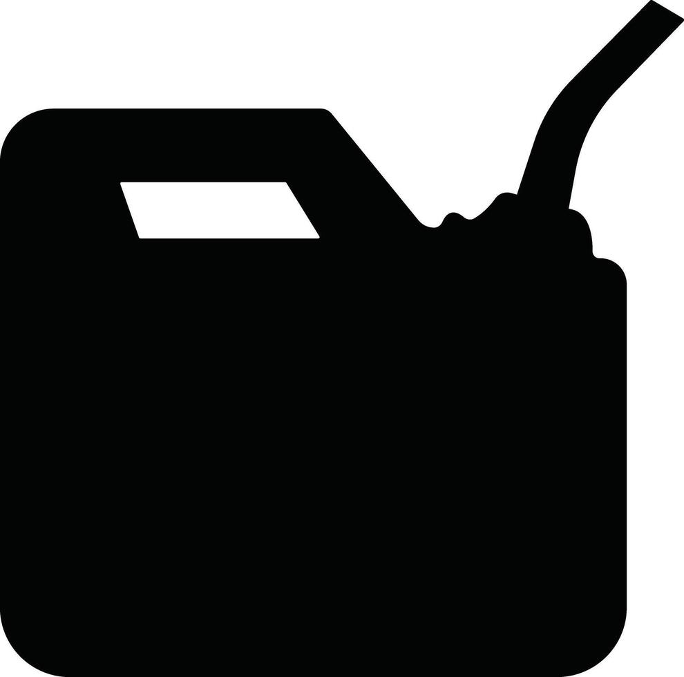 Jerry kan, burk ikon i platt stil piktogram isolerat på bensin, bensin, bränsle eller olja kan symbol. svart diesel plast tömma vatten burk vektor för appar, hemsida