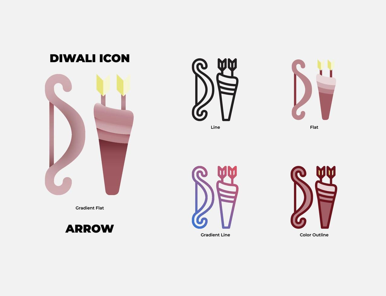 Diwali-Pfeil-Icon-Set vektor