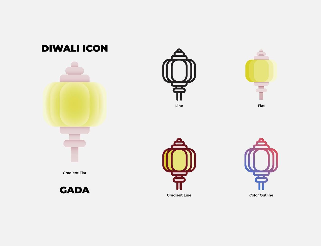 Diwali Gada-Icon-Set vektor