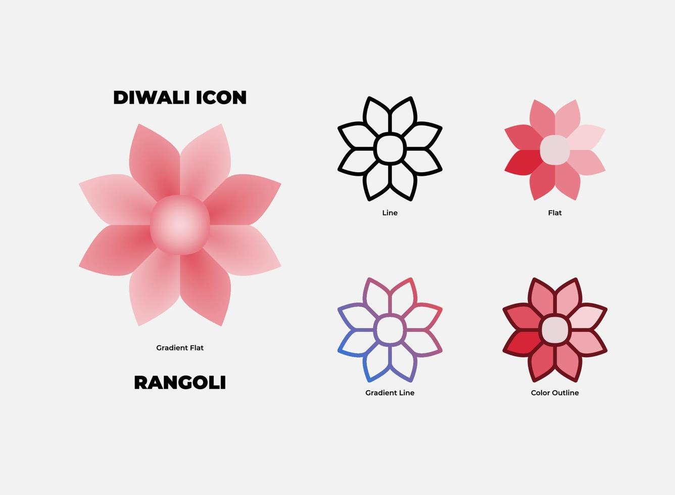 Diwali Rangoli Icon-Set vektor