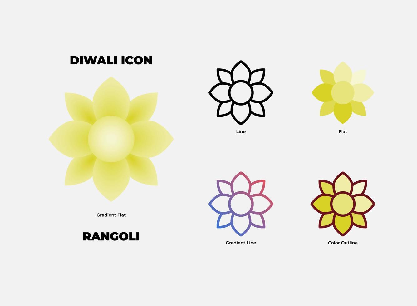diwali rangoli ikonuppsättning vektor