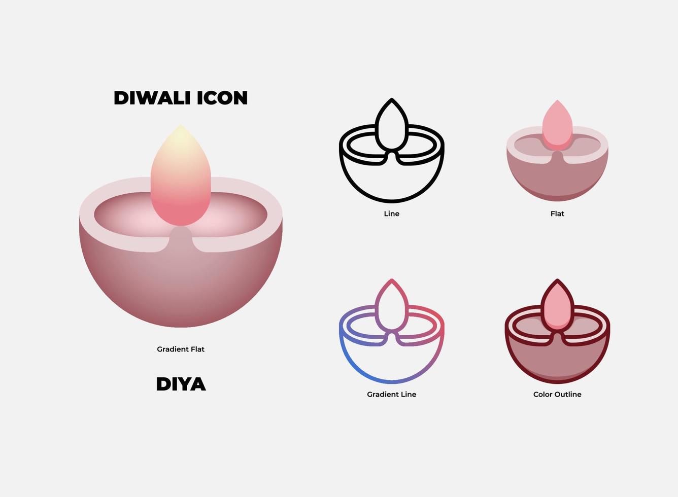 diwali diya ikonuppsättning vektor