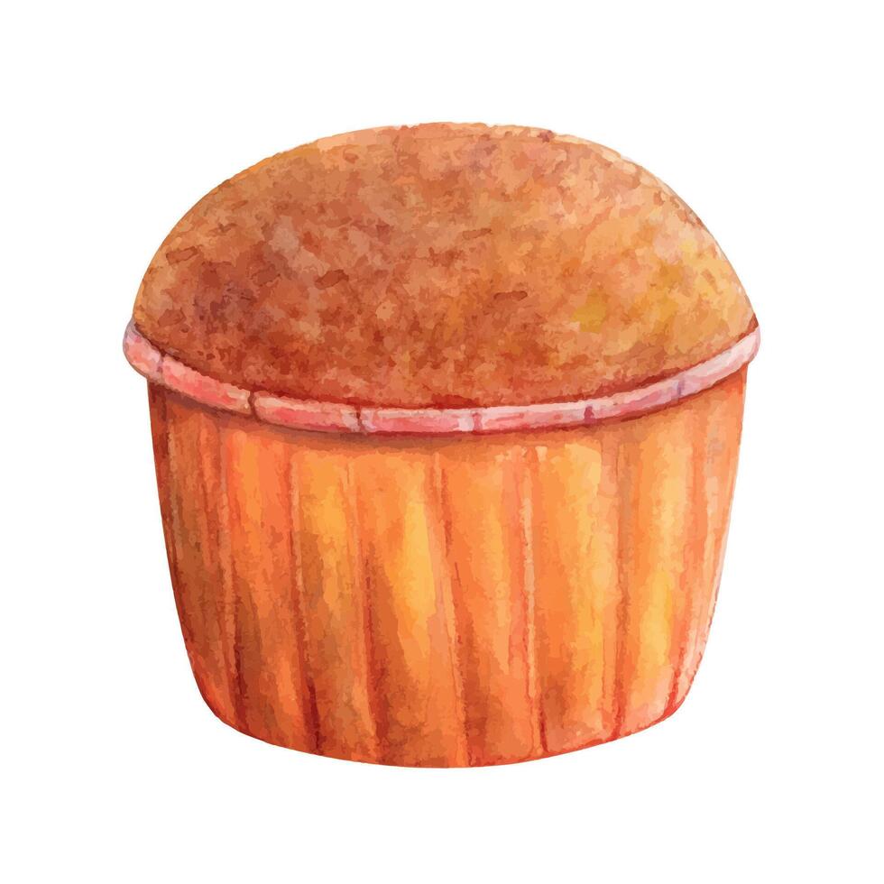 muffin muffin vattenfärg teckning. kaka bageri gott efterrätt illustration. födelsedag firande bakverk akvarell bild isolerat på vit bakgrund vektor