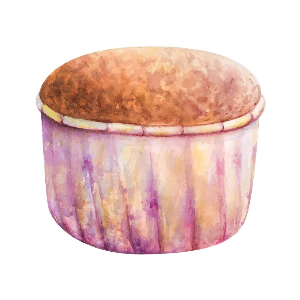 Cupcake Muffin Aquarell Zeichnung. Kuchen Bäckerei Dessert Illustration. Geburtstag Feier Gebäck aquarelle Bild isoliert auf Weiß Hintergrund vektor