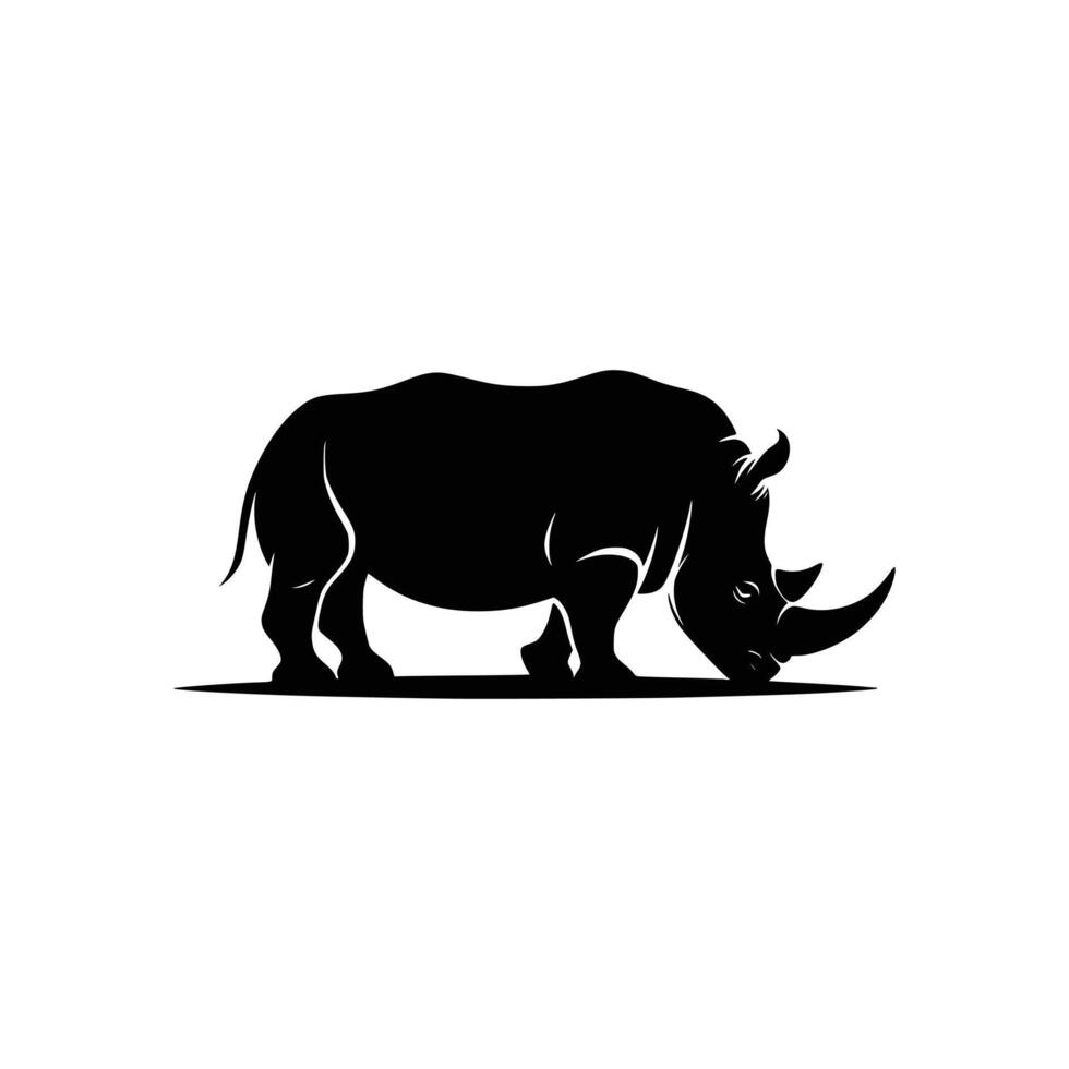 majestätisch Nashorn Logo Vorlage mit Silhouette Symbol von gefährdet afrikanisch Nashorn vektor