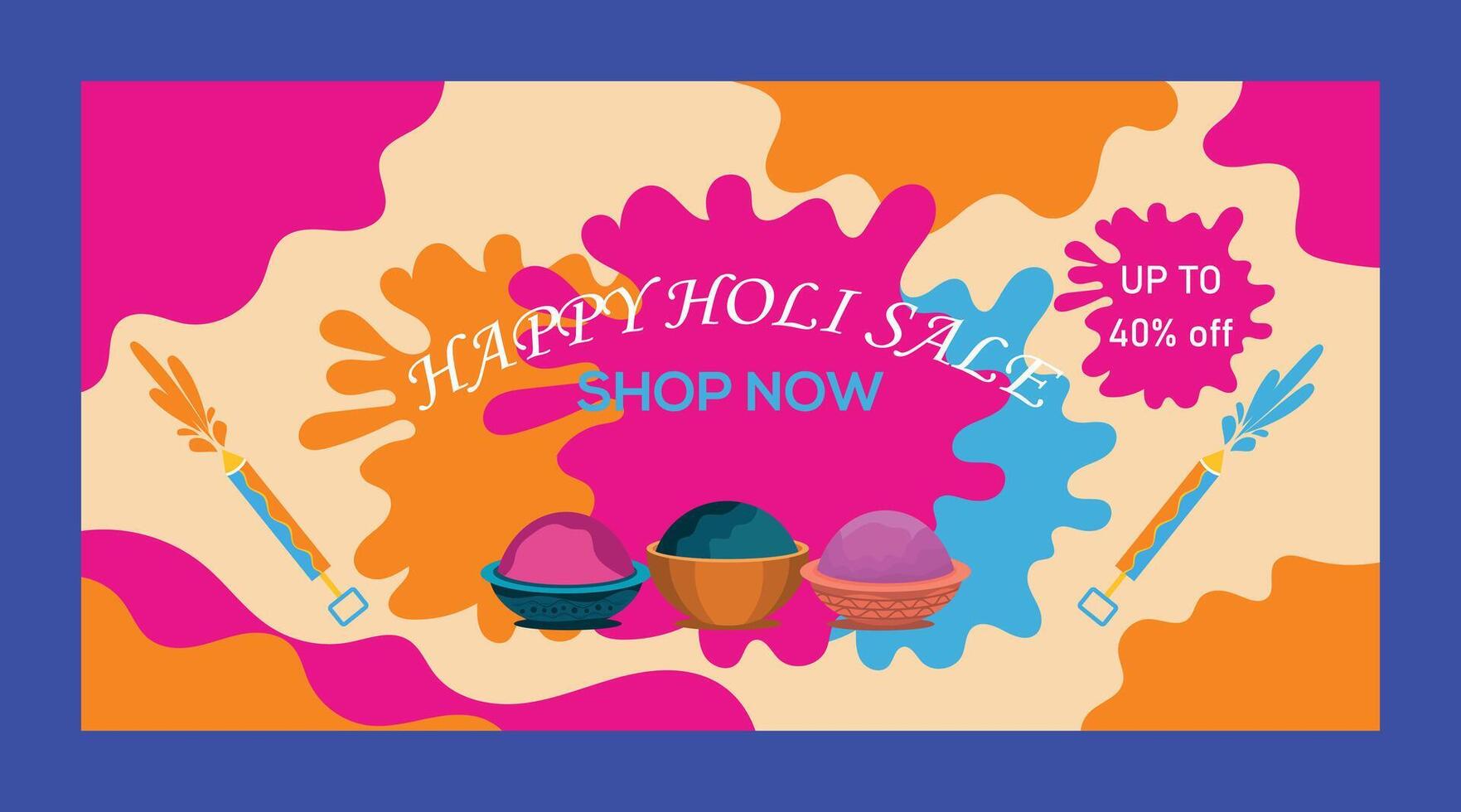 glücklich holi bunt Banner Vorlage indisch Hinduismus Festival Feier, Sozial Medien Poster Design und horizontal Banner Vorlage zum holi Festival Feier vektor