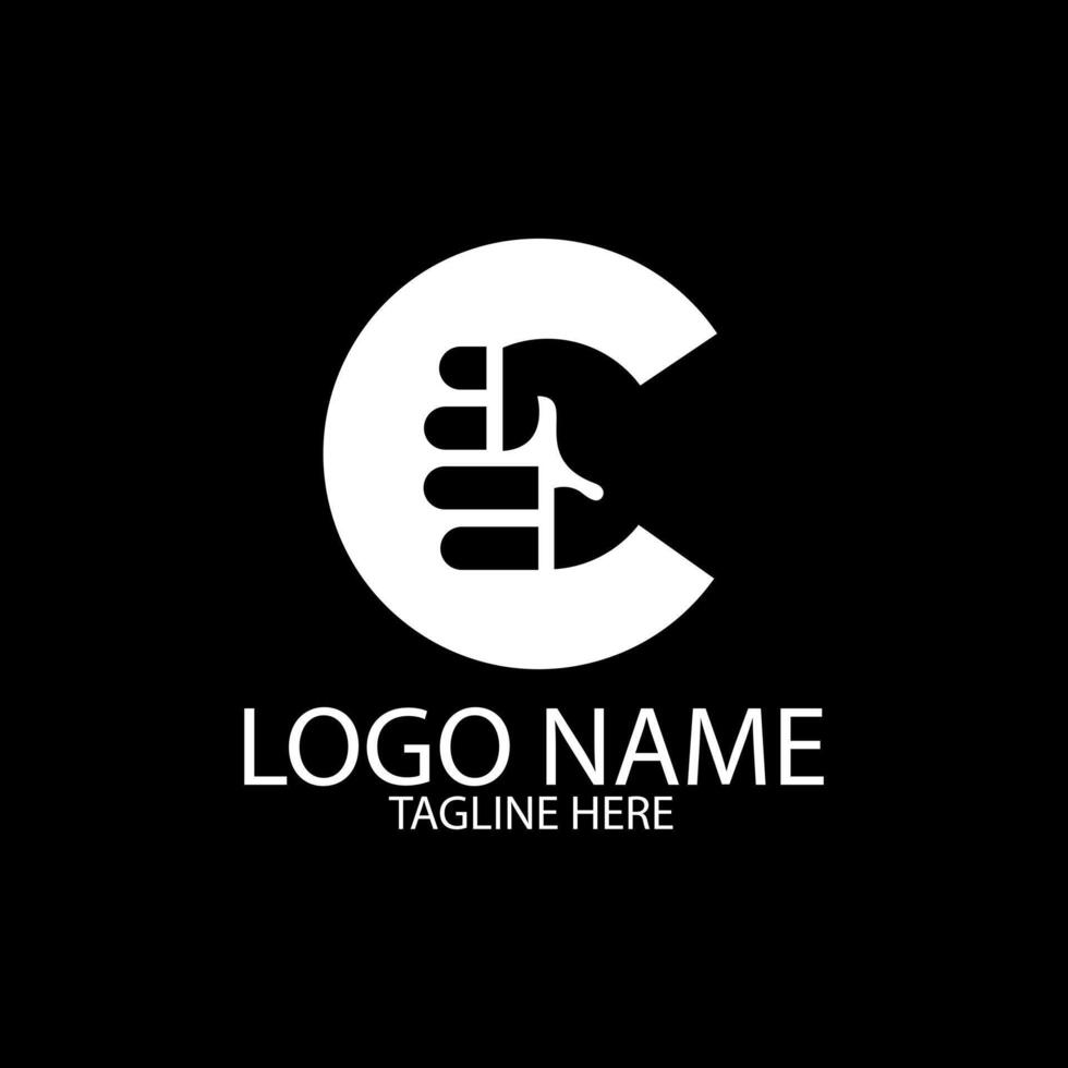 Brief c halten Hand Logo Design Vektor