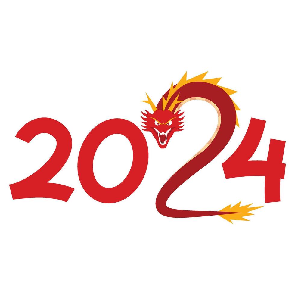 2024 kinesisk ny år typografi vektor