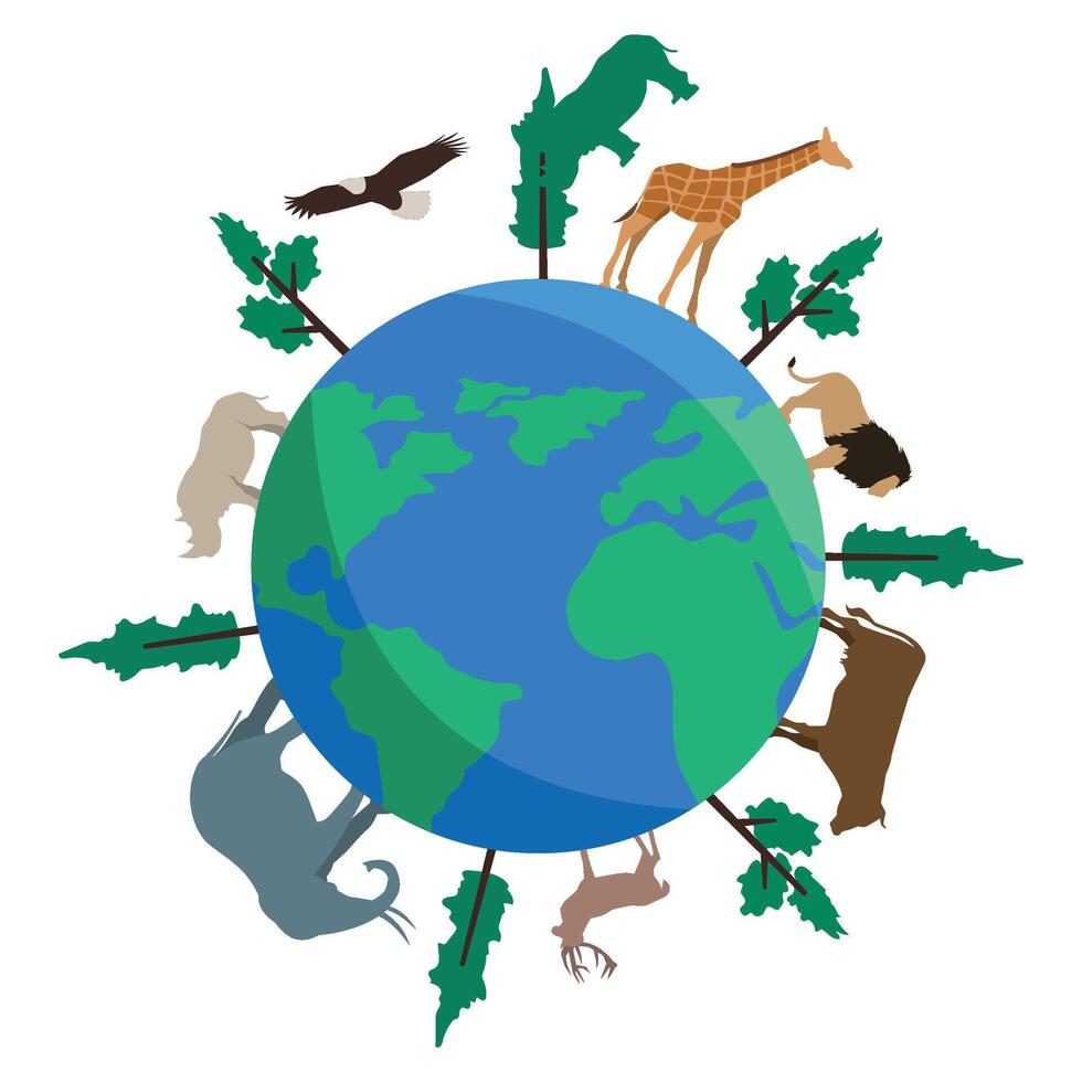 värld vilda djur och växter dag illustration vektor