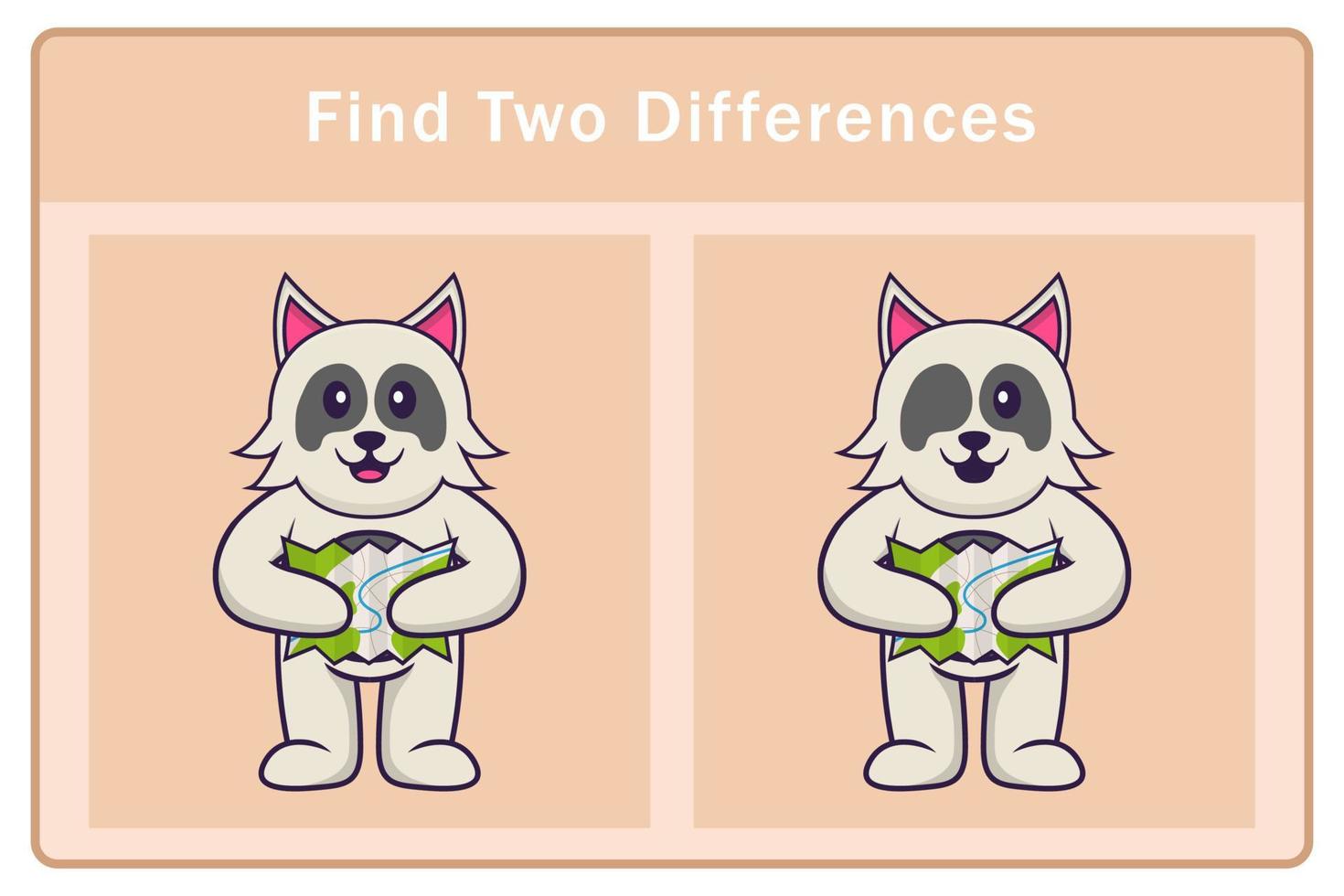süße hundezeichentrickfigur. Unterschiede finden. Lernspiel für Kinder. Cartoon-Vektor-Illustration vektor