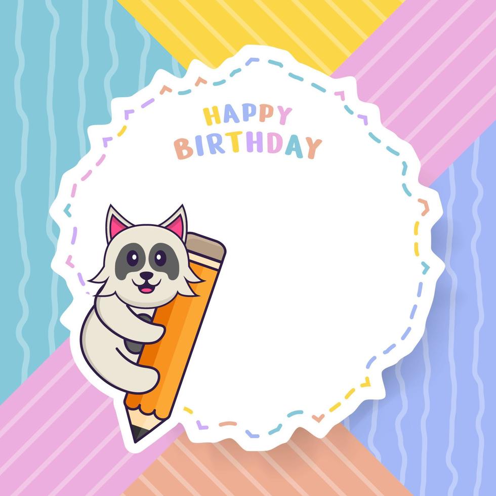 alles gute zum geburtstag grußkarte mit süßer hundezeichentrickfigur. Vektor-Illustration vektor