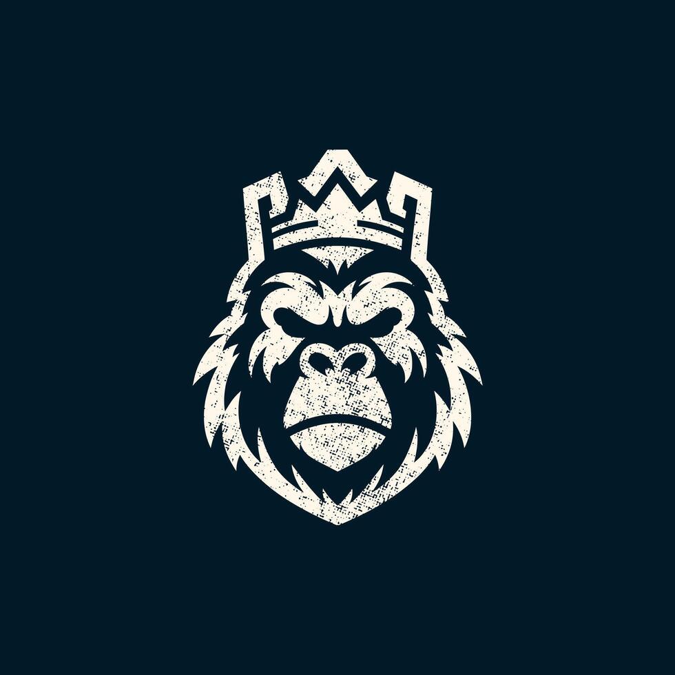 gorilla logotyp design med grungeg textur vektor