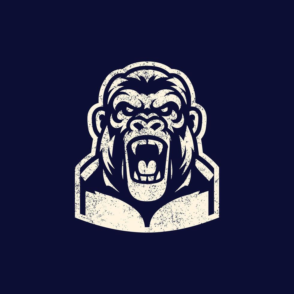 gorilla logotyp design med grungeg textur vektor