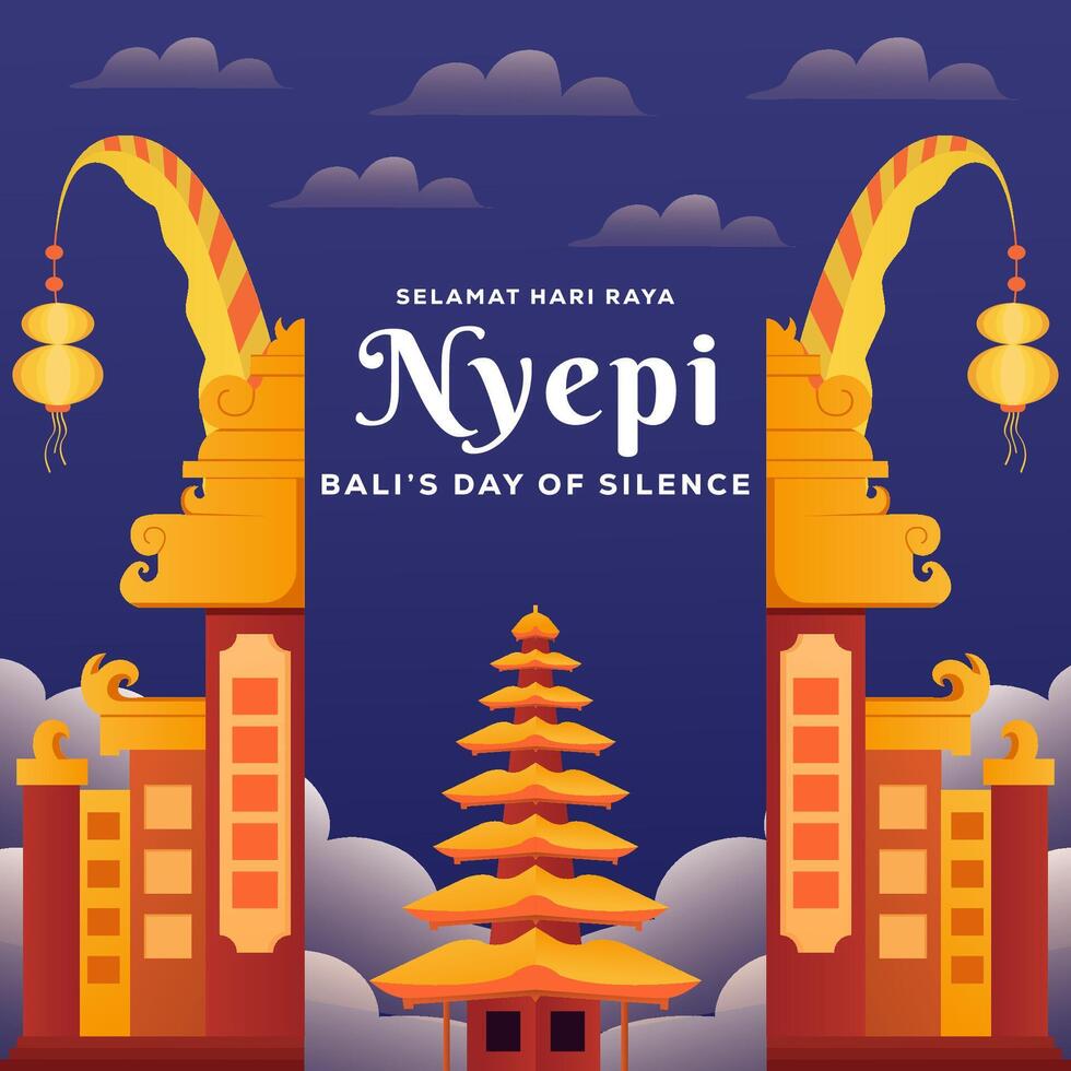 nyepi balis dag av tystnad illustration vektor design