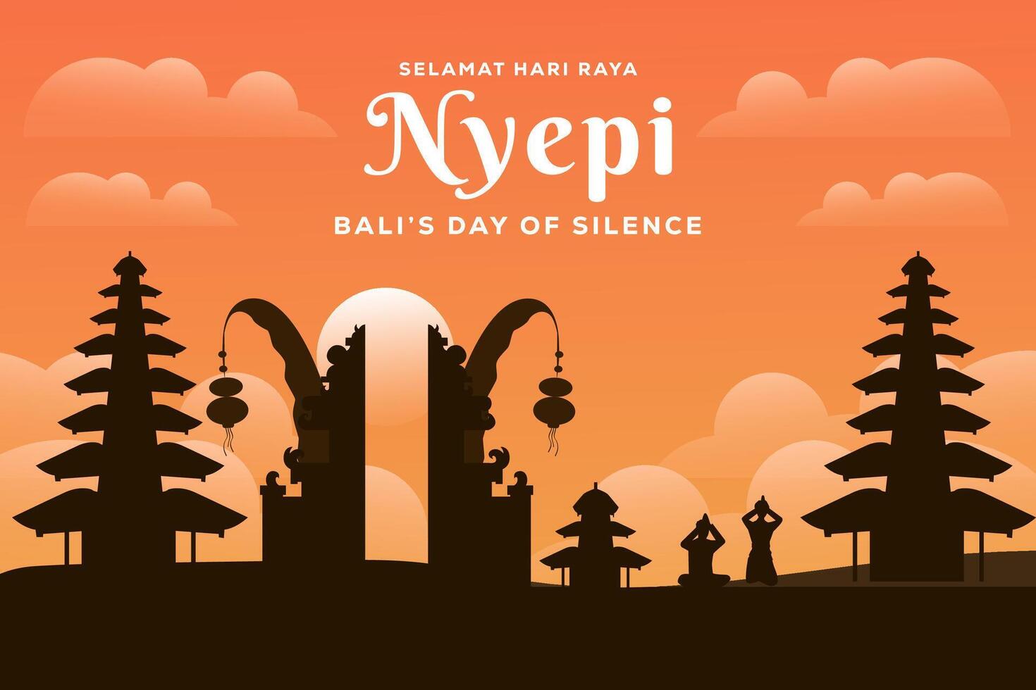 nyepi balis dag av tystnad bakgrund illustration vektor design