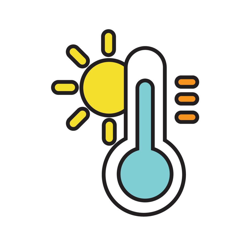 midsommar termometer ikon. hög temperatur termometer och Sol. vektor. vektor