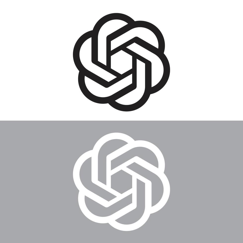 chatgpt logotyp vektor, ikoner, logotyp, openai, ai, i svart och vit logotyp vektor