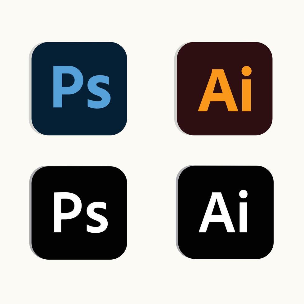 adobe illustratör och adobe Photoshop ikoner, svart och vit, vektor logotyper, adobe ikoner, abstrakt vektor konst