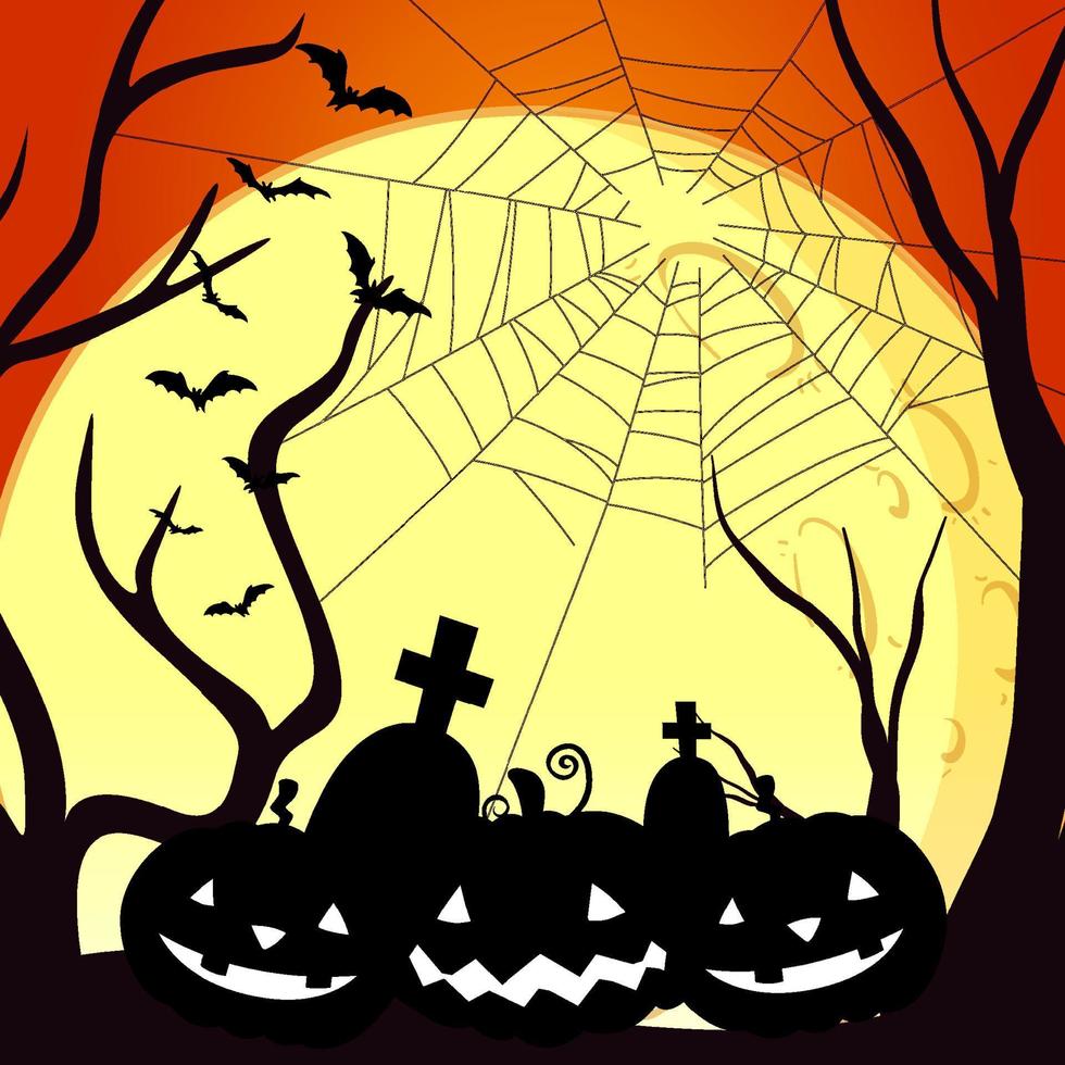 Halloween-Hintergrundschablone mit gruseligem Kürbis vektor