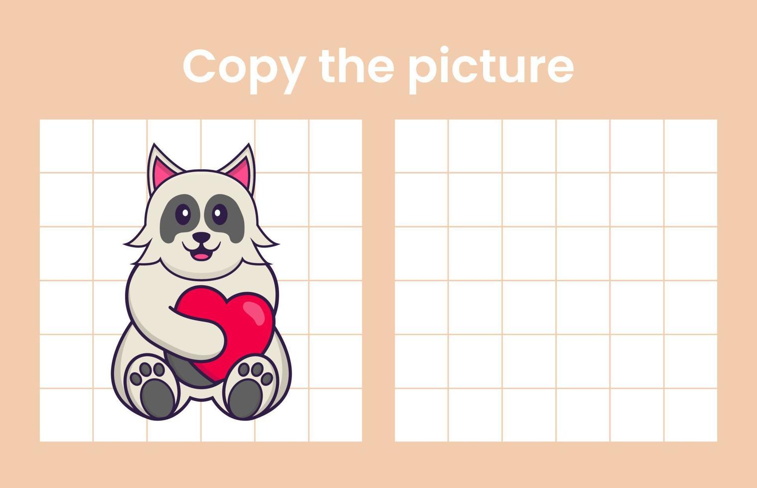 kopiera bilden av en söt hund. pedagogiskt spel för barn. tecknad vektorillustration vektor