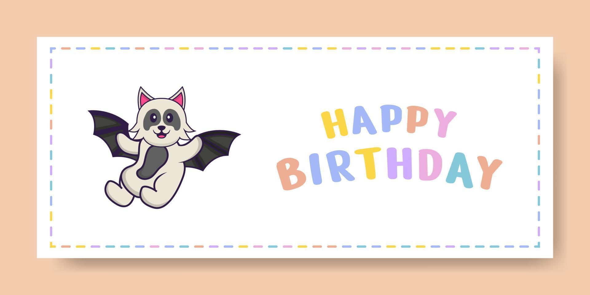 grattis på födelsedagen banner med söt hund seriefigur. vektor illustration