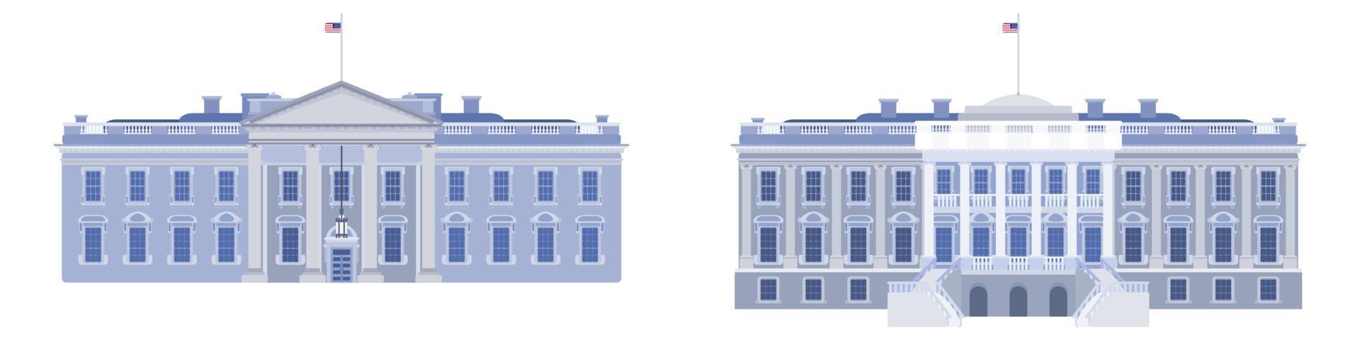två vyer av det vita huset vackra presidenten vektor
