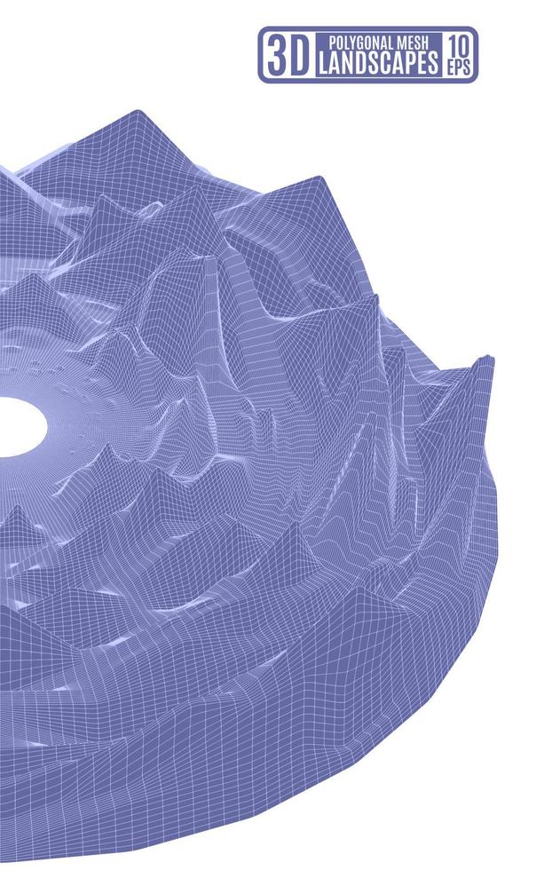 polygonale landschaft lila berge ring vektorillustration vektor