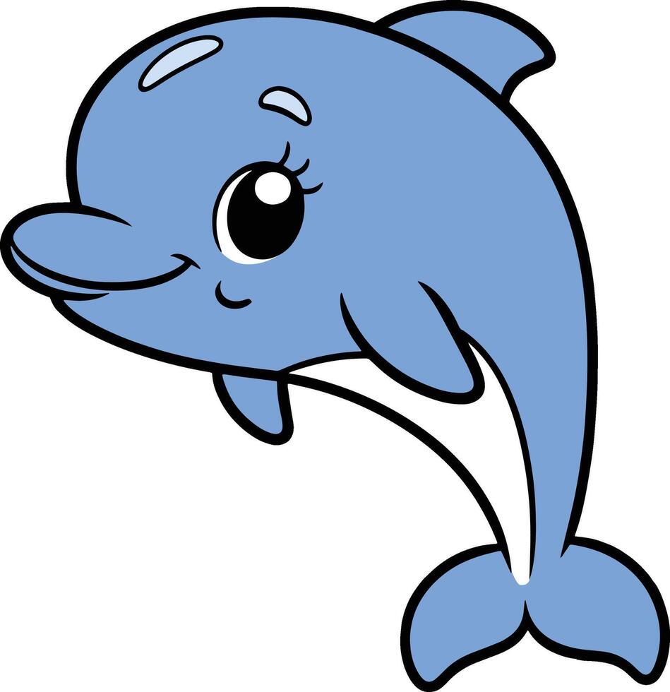 Delfin 2d Karikatur Charakter Clip Art vektor