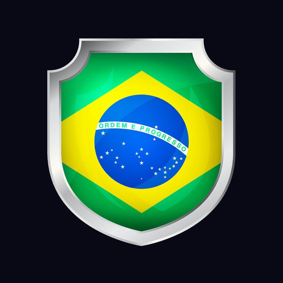 Brasilien Silber Schild Flagge Symbol vektor