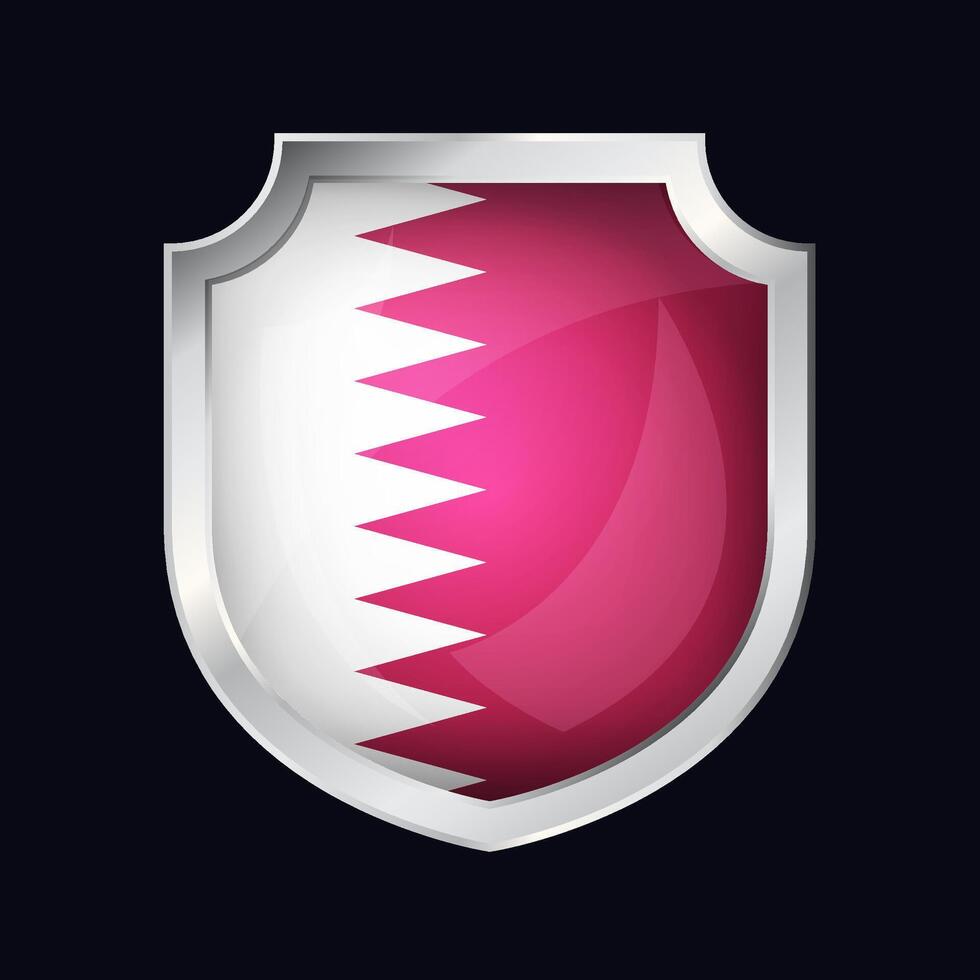 Katar Silber Schild Flagge Symbol vektor