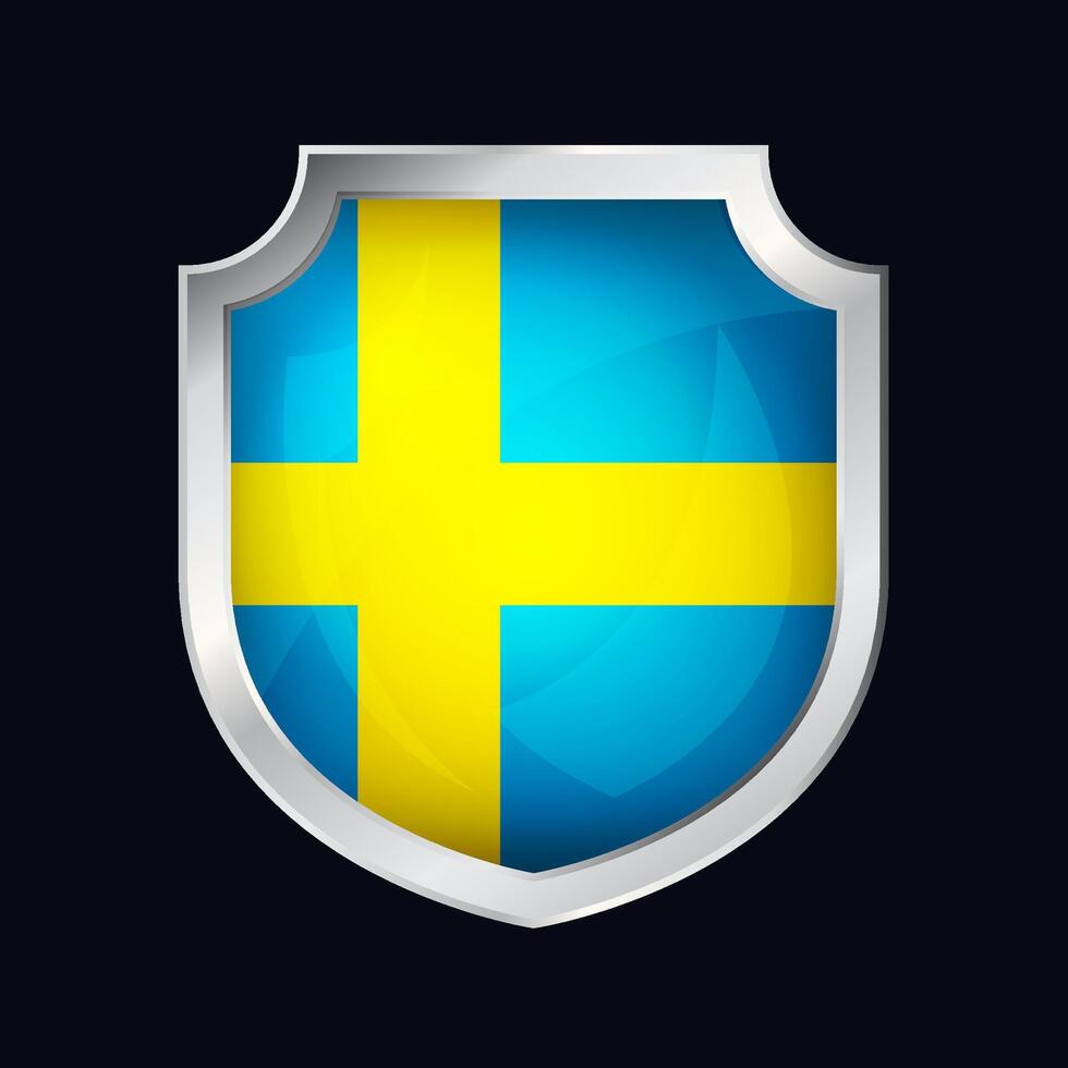 Sverige silver- skydda flagga ikon vektor
