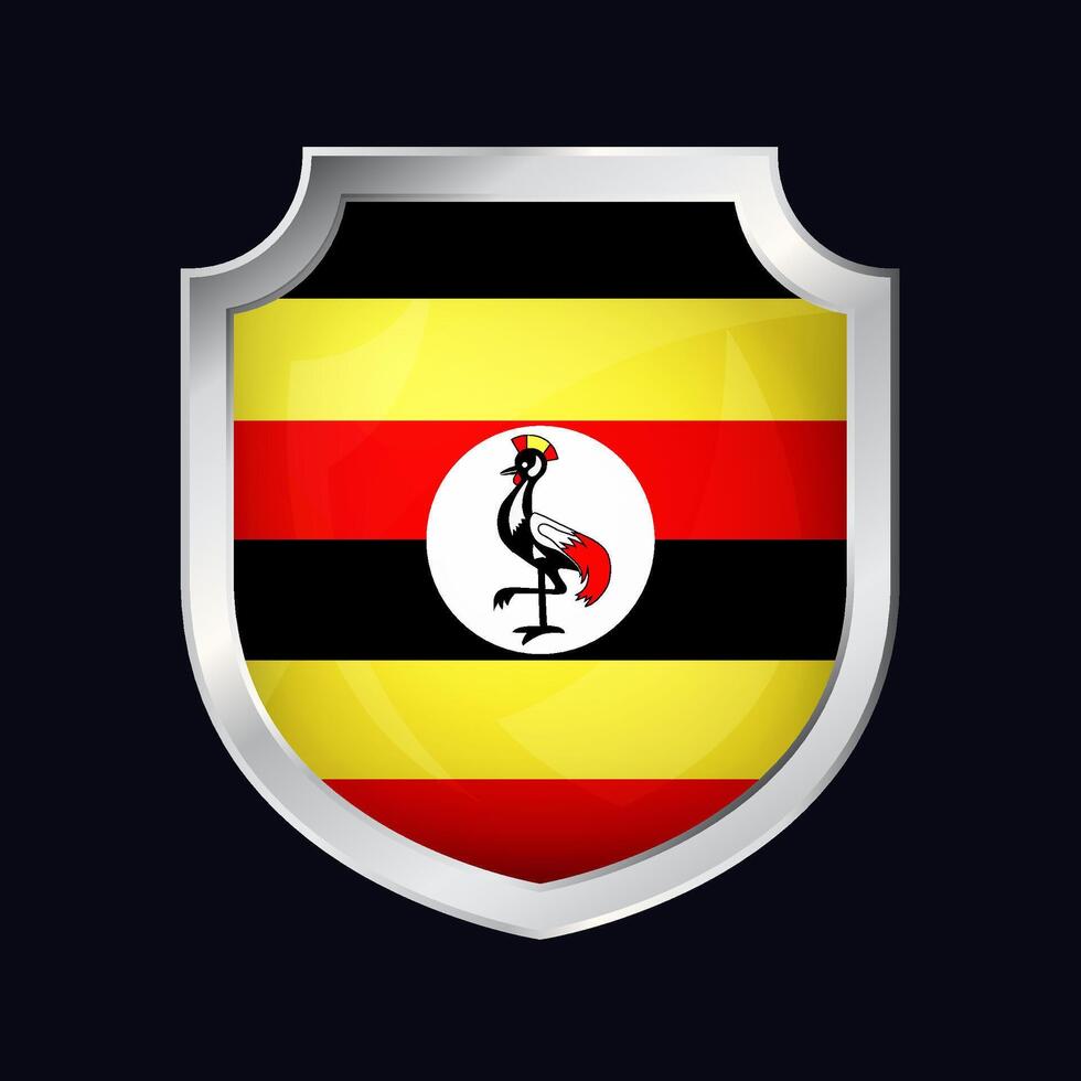 Uganda Silber Schild Flagge Symbol vektor