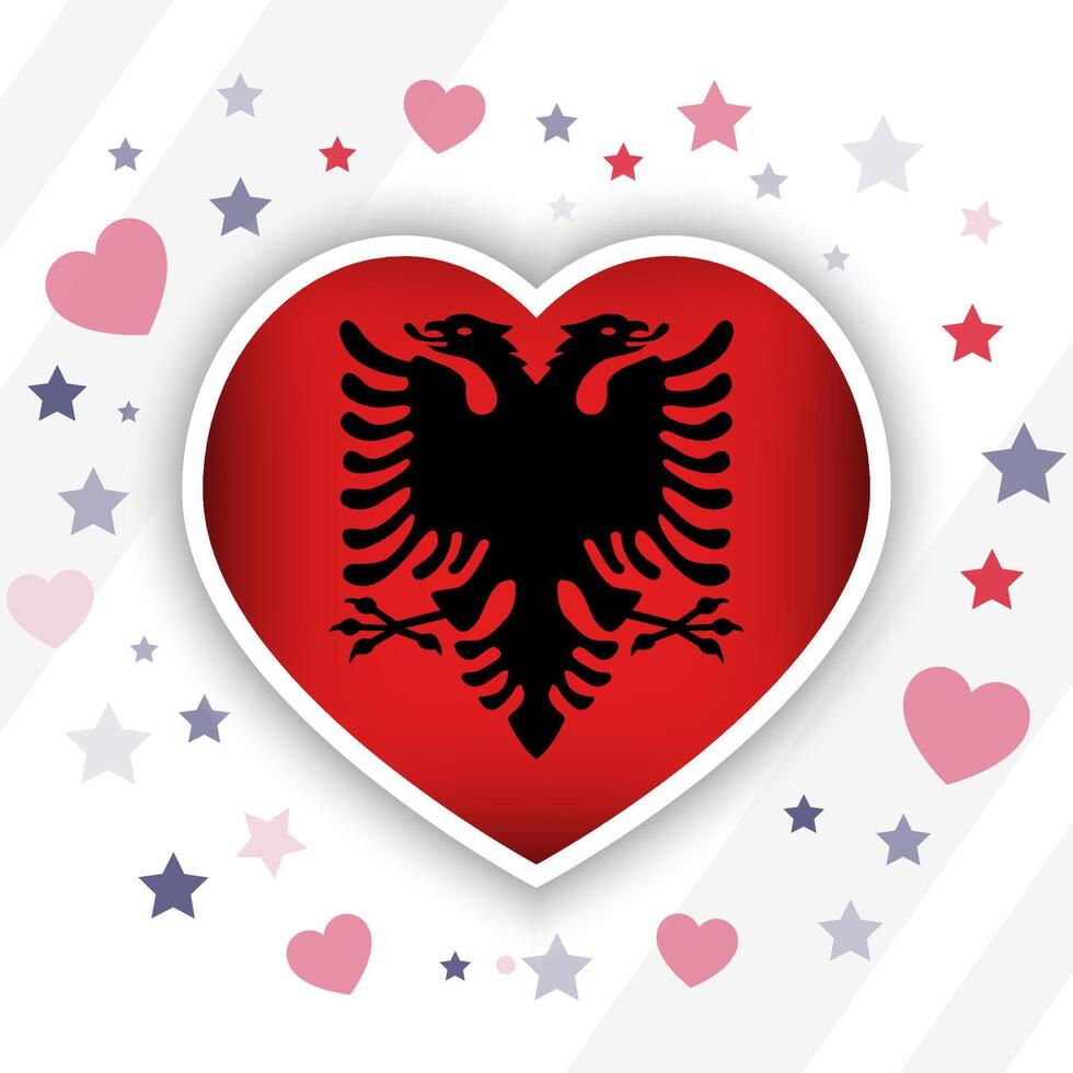 kreativ Albanien Flagge Herz Symbol vektor