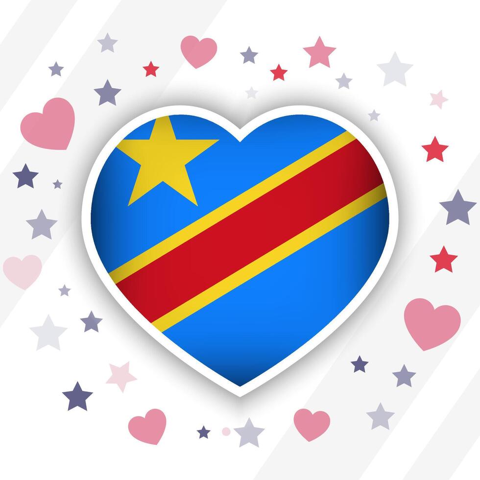 kreativ demokratisch Republik von das Kongo Flagge Herz Symbol vektor