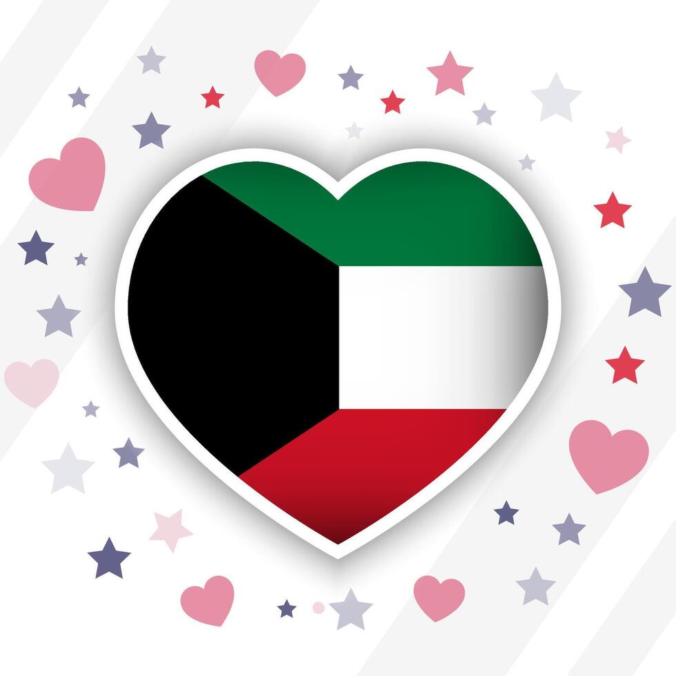 kreativ Kuwait Flagge Herz Symbol vektor
