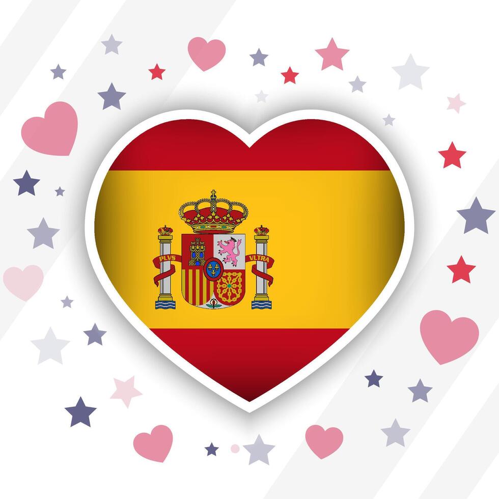 kreativ Spanien flagga hjärta ikon vektor