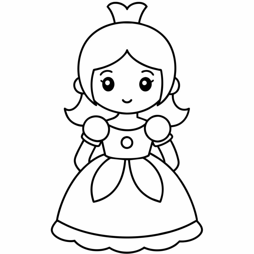 prinsessa svart och vit vektor illustration för färg bok