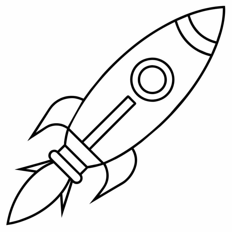 raket svart och vit vektor illustration för färg bok