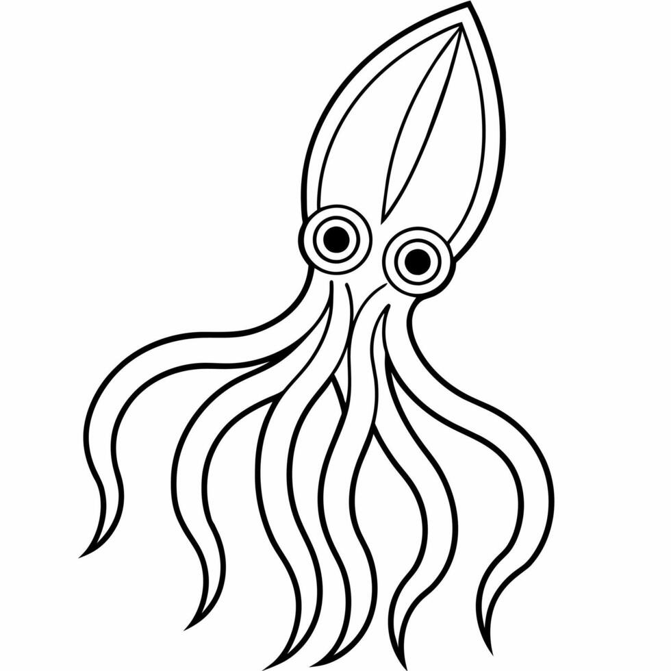 bläckfisk svart och vit vektor illustration för färg bok