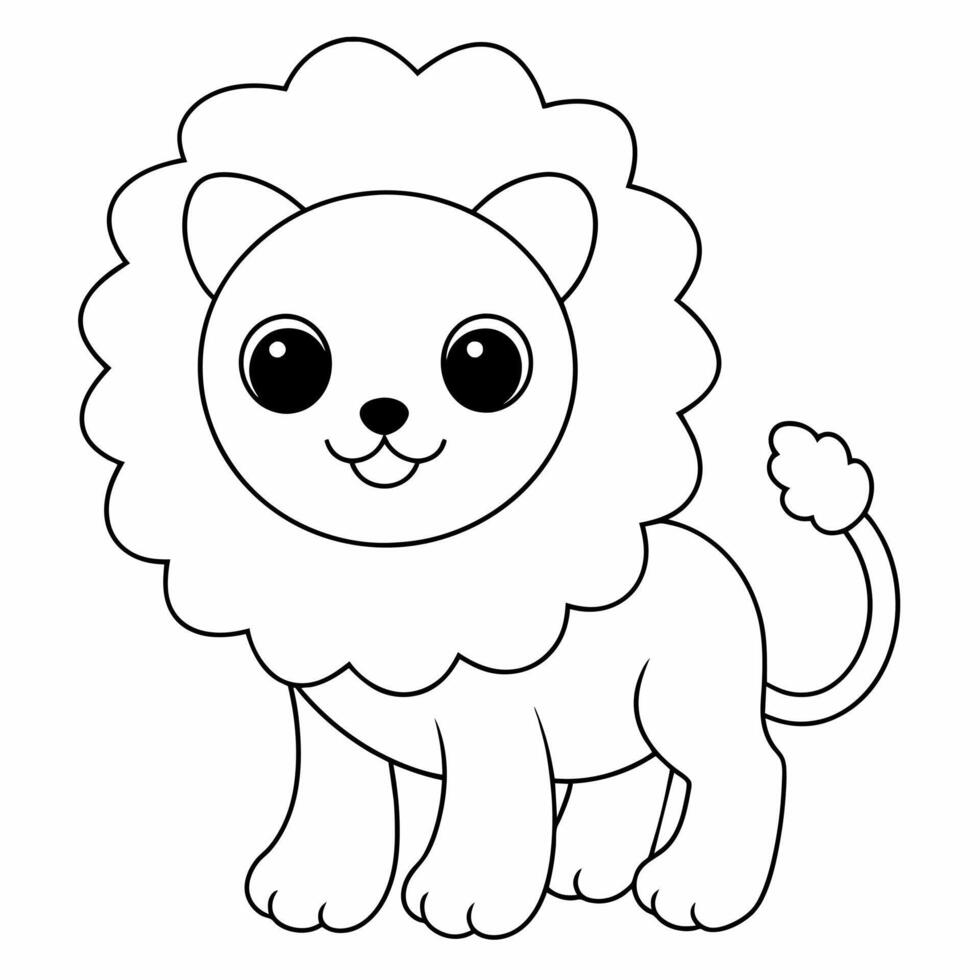 lejon svart och vit vektor illustration för färg bok