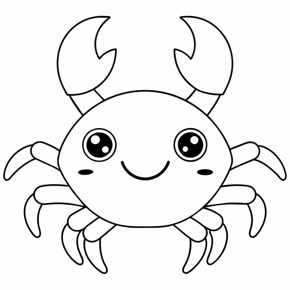 en färg bok den där visar en enkel teckning av en krabba. vektor