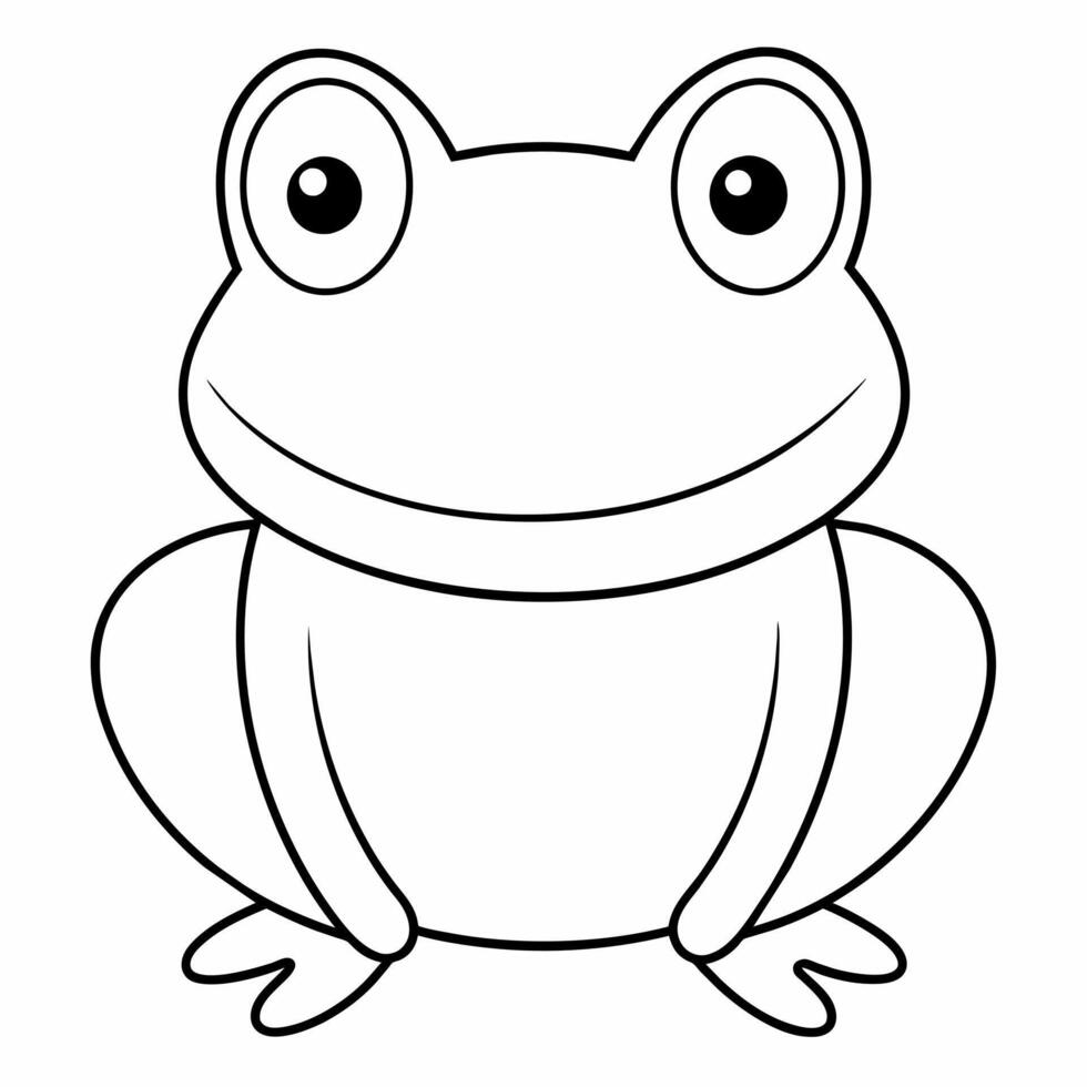 ein Färbung Buch Das zeigt an ein einfach Zeichnung von ein Frosch. vektor