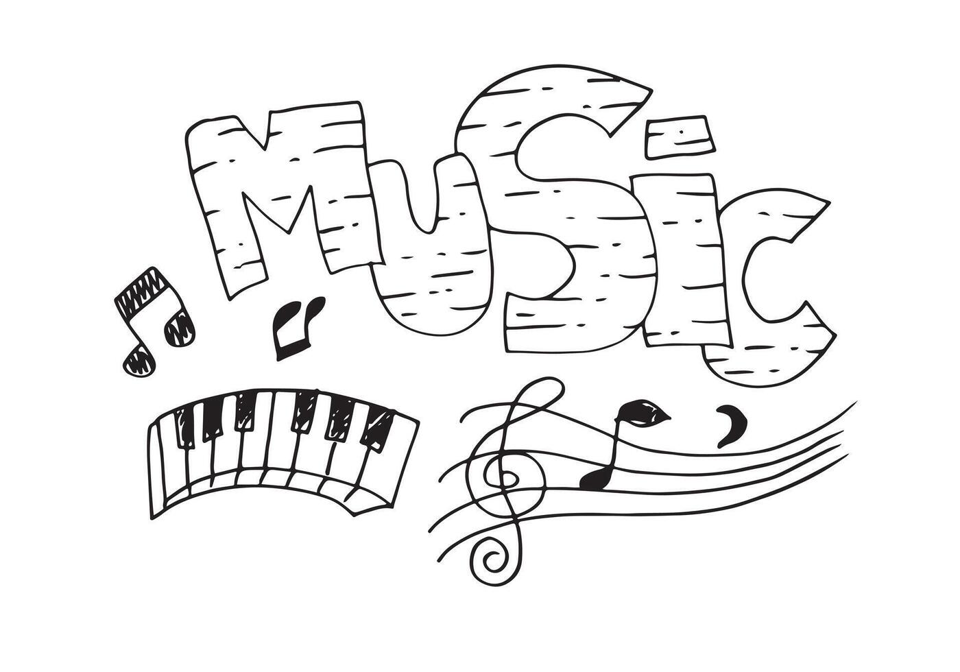 musik hintergrund handgezeichnete musikset illustration. Illustrationen von Musikbildern, Designkonzept. vektor