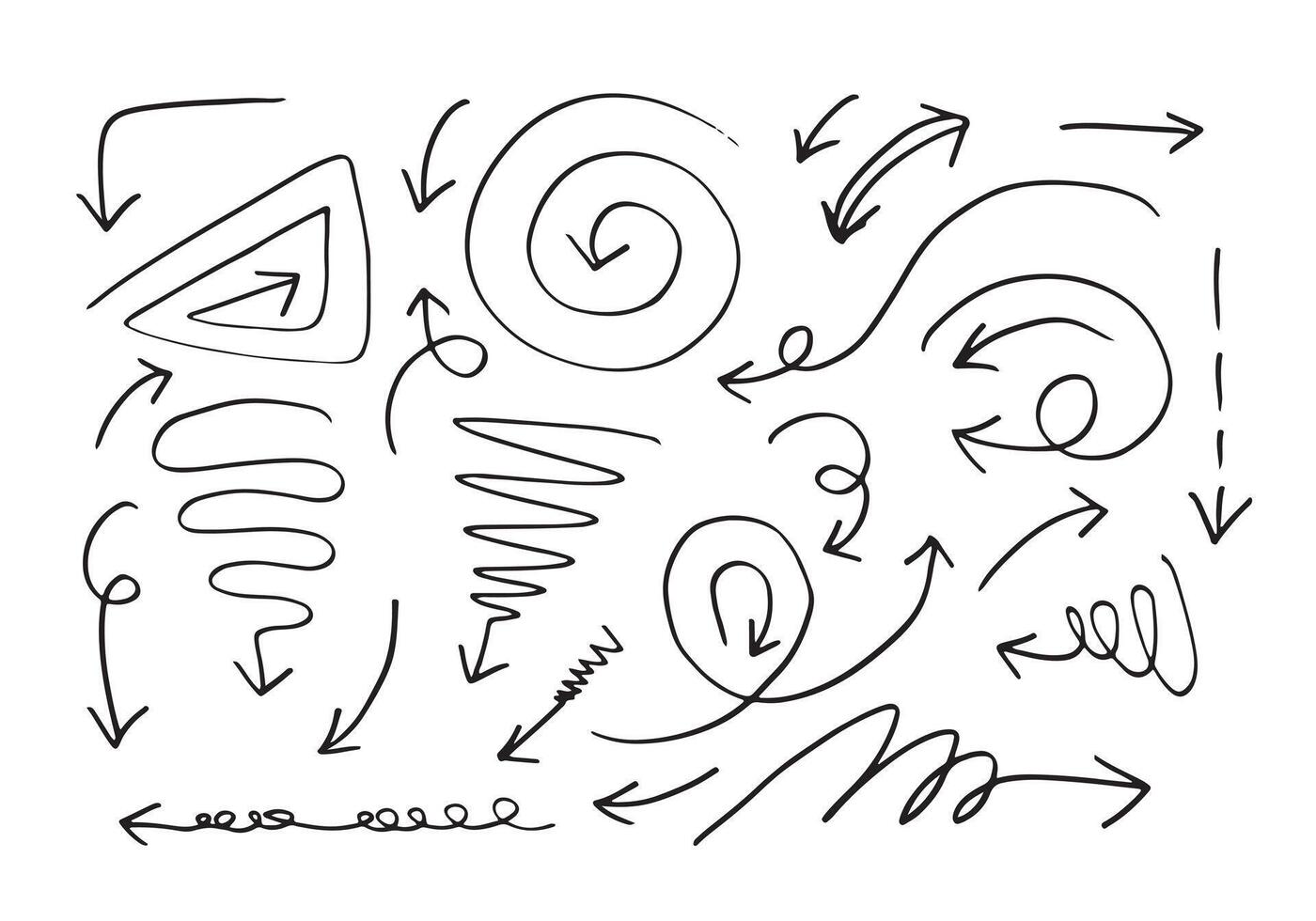 Doodle-Design-Elemente. hand gezeichnete pfeile lokalisiert auf weißem hintergrund. Vektor-Illustration. vektor