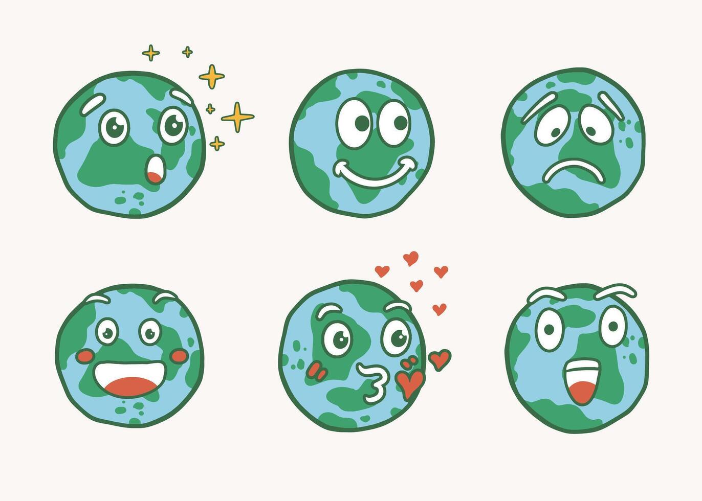 süß Erde Karikatur Zeichen Illustration Sammlung zum Erde Tag Feier vektor