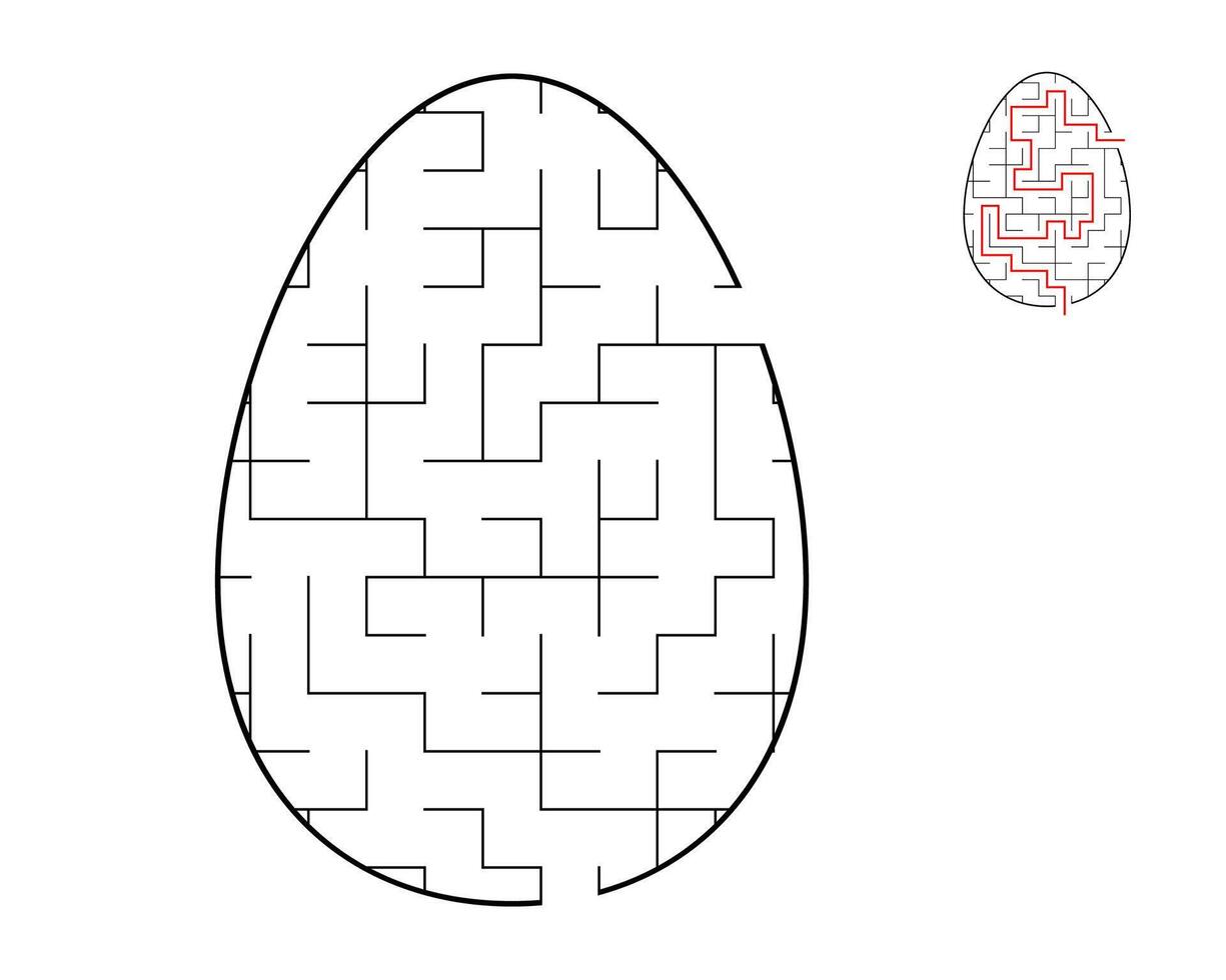 en labyrint pussel. ett ägg formad labyrint. underhållning för barn och vuxna vektor