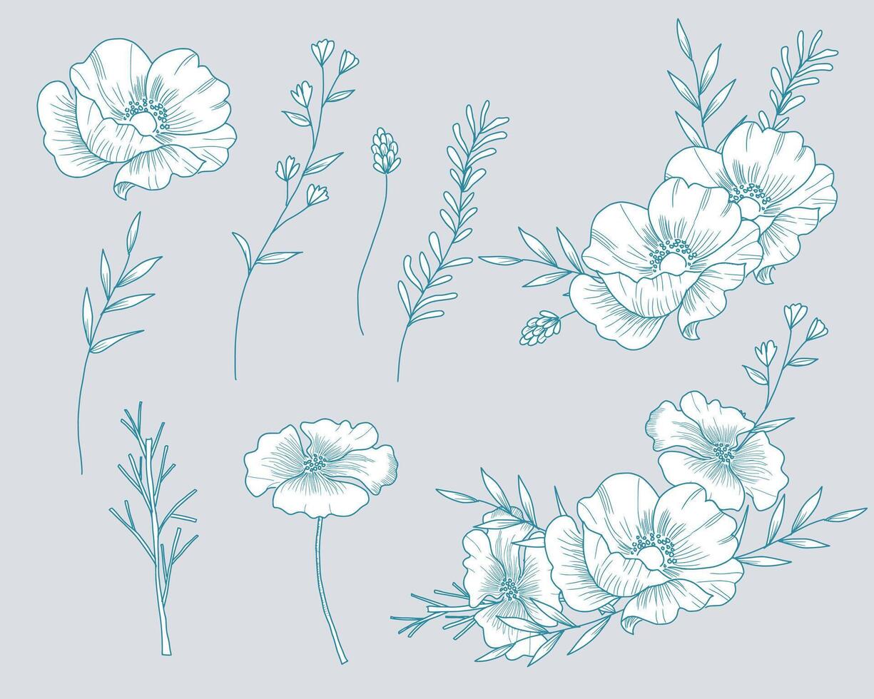 Anemone und wild Blume Hintergrund vektor