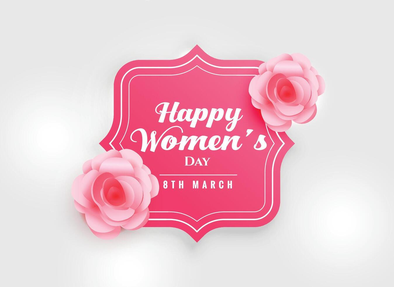Lycklig kvinnors dag bakgrund med rosa reste sig blomma vektor