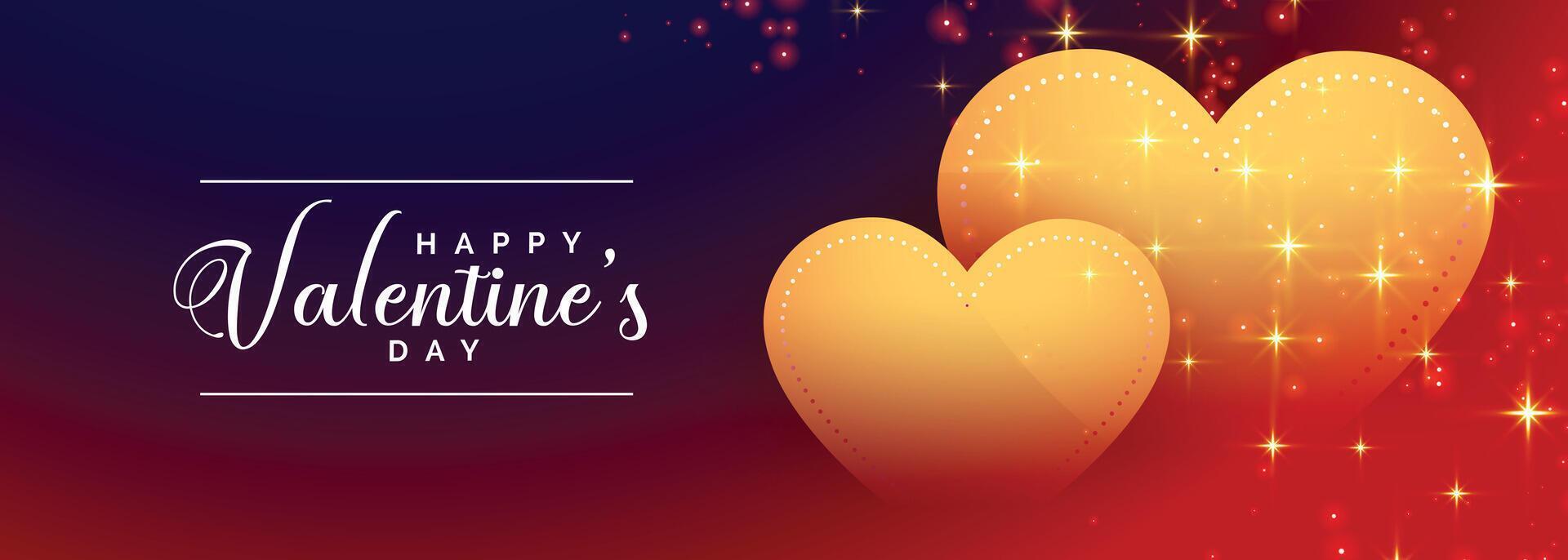 glücklich Valentinsgrüße Tag golden Herzen Banner Design vektor