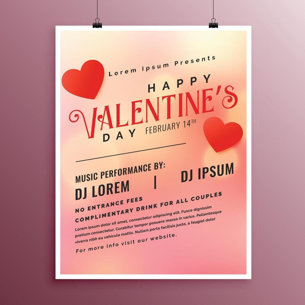 glücklich Valentinsgrüße Tag Party Gruß Flyer Vorlage vektor